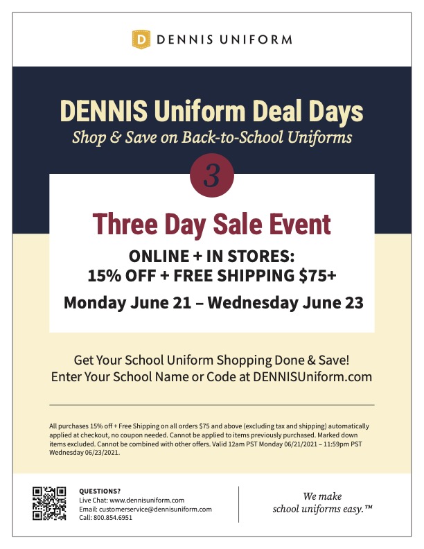 Dennis Uniform Sale Event! St. Ignatius Catholic School