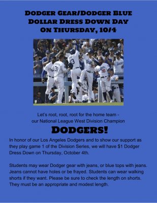 Dodger Dress Down 2 Oct 2018