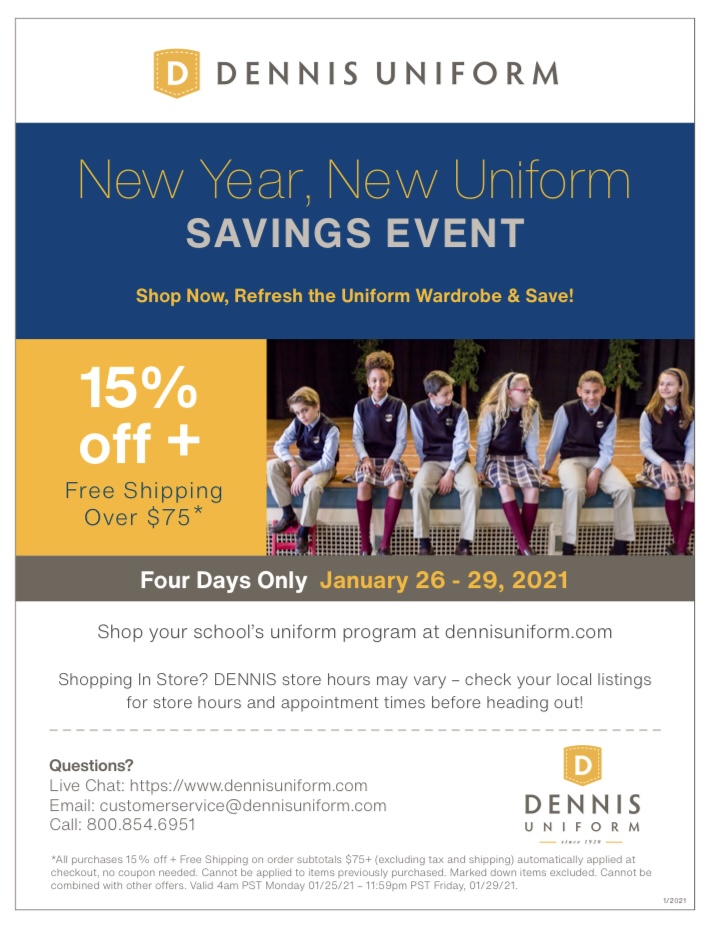 Dennis Uniform New Year Sale St. Ignatius Catholic School